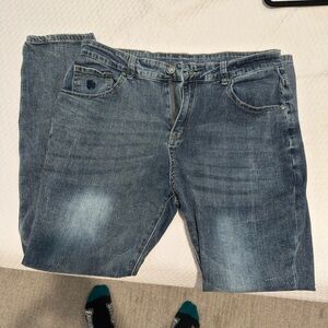 YoungLA Men's 34x30 Blue Straight Jeans